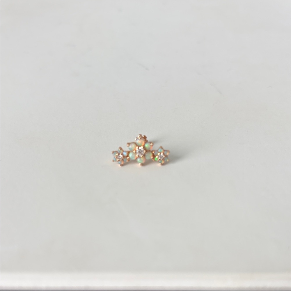 Maria Tash Opal and Diamond Three Flower Garland Rose Gold Earring - Picture 4 of 7